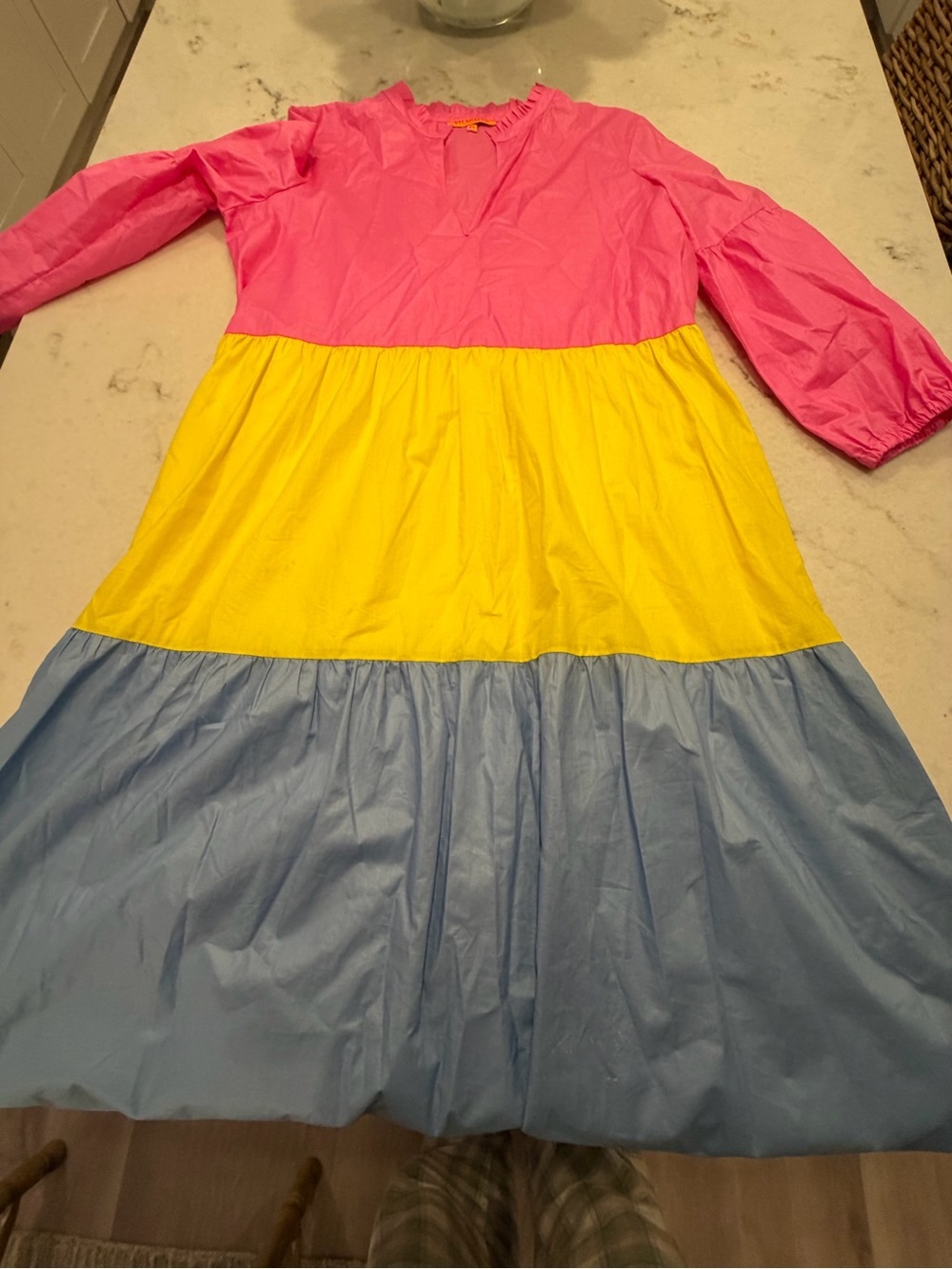 Vilagallo Tiered Maxi Dress - , Yellow, Pink & Blue!!! 4 - Picture 5 of 5